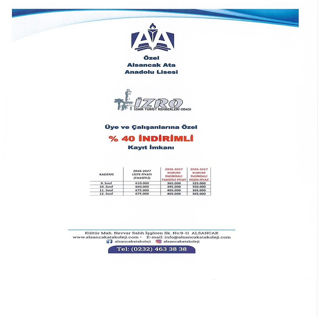 Özel Alsancak Ata Anadolu Lisesi ile yapılan protokol